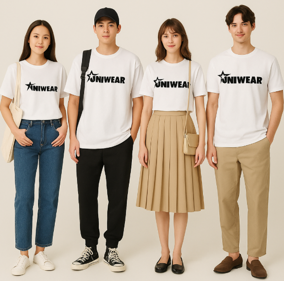 Hướng dẫn phối áo thun trắng Uniwear cho 4 phong cách